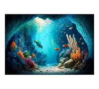 YongFoto 2,2x1,5m Mondo sottomarino Sfondo Grotta Sottomarina Acquario Pesci tropicali Barriera corallina Sfondo per la fotografia Compleanno dei bambini Principessa Puntelli per studio fotografico