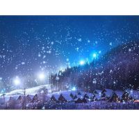 YongFoto 2,2x1,5m Sfondo Fotografico Natale Cielo notturno degli alberi Snowing Shining Ric Village Night View Trees Natale invernale Fondale Foto Festa Bambini Boby Adulto Partito Studio Puntelli