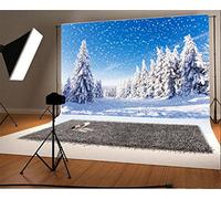 YongFoto 2,2x1,5m Sfondo Fotografico Natale Pino Paesaggio innevato Fiocchi neve Luce sole Natura Inverno Felice anno nuovo Fondale Foto Festa Bambini Boby Nozze Adulto Partito Studio Puntelli