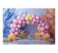 YongFoto 2,2x1,5m Sfondo per baby showerPalloncino rosa, Stella marina, Sfondo marino, Fotografia, Festa per bambine, Decorazioni per la cameretta del bambino,per studio fotografico per ritratti