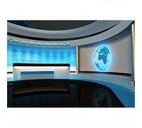 YongFoto 2,2x1,5m Vinile Fondale Foto Tv News Studio Schermo blu Sfondo di simbolo della terra Chroma Key Video Produzione fotografica Sfondo fotografico Fotografia Sfondo Studio Prop Decorazione