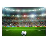 YongFoto 2,2x1,5m Vinile Sfondo Fotografico Campo da calcio Luci dello stadio sportivo Green Grass Interior Fondale Foto Festa Bambini Boby Nozze Adulto Partito Studio Fotografico Puntelli