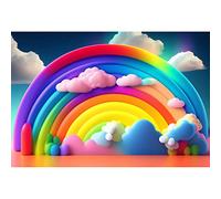 YongFoto 2,5x1,8m Bambini Sfondo Arcobaleno colorato Nuvole Cielo Blu Sfondo di fotografia per bambini Festa di compleanno New Born Cake Table Baby Shower Photo Booth Studio oggetti di scena