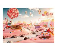 YongFoto 2,5x1,8m Candy Sfondo Dolce Candy Land Donut Lollipop Cioccolato Cartone animato Sfondi per studio fotografico per ragazza Bambini Baby Shower Birthday Party Table Banner Photography Props