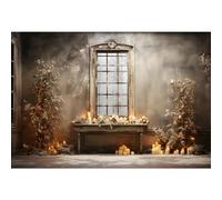 YongFoto 2,5x1,8m Fotografia Sfondo Stanza antica Candele Finestra Muro squallido Albero Boemia Sfondo natalizio per adulti Bambini Feste Famiglia Sfondo di Hobo Photo Booth Oggetti di scena