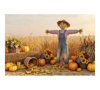 YongFoto 2,5x1,8m Sfondo autunnale del Ringraziamento Sfondo fotografico con spaventapasseri e campo di grano Decorazione per la festa del raccolto per studio fotografico per ritratti
