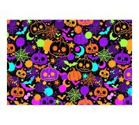 YongFoto 2,5x1,8m Sfondo di Halloween Sfondo fotografico colorato con zucca pipistrello e ragnatela Decorazione per festa in maschera per studio fotografico per ritratti