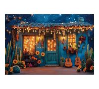 YongFoto 2,5x1,8m Sfondo notturno del Giorno dei Morti Girasole casa con luci scintillanti sfondo foto festa messicana decorazione casa per studio fotografico per ritratti