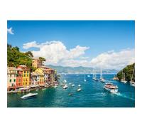 YongFoto 2,5x1,8m Vinile Fondale Foto Costa del mare a Portofino Vista sulla citt?Nave blu mare Paesaggio della citt?dellItalia Sfondo fotografico Fotografia Sfondo Studio Prop Decorazione
