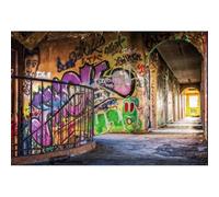 YongFoto 2,5x1,8m Vinile Fondale Foto Graffiti sulle rovine della citt?Wasteland Vecchia scala Sfondo fotografico Fotografia Sfondo Studio Prop Decorazione