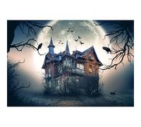 YongFoto 2,5x1,8m Vinile Fondali Fotografici Halloween Haunted Spooky House Full Moon Sfondi Foto Partito Studio Fotografico Puntelli