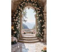 YongFoto 2,5x3,5m Sfondo romantico per matrimonio Arco floreale Scena dal balcone interno Sfondo fotografico Festa di fidanzamento Decorazioni per la festa nuziale per studio fotografico per ritratti