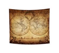 YONGFOTO 220x190cm Arazzo Mappa Vintage per Camera da Letto, Mappa Pirata Antica del Vecchio Mondo da Parete, Ritratti Grecia Atlante Storico Mare Navigazione
