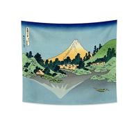 YONGFOTO 220x190cm Arazzo Ukiyo-e Monte Fuji 36 Vedute Arazzo da Parete per Camera Il Fuji Si Riflette nel Lago Passo Misaka Paesaggio Arte da Parete Pittura Tradizionale Giapponese Stile Toyo Arazzi