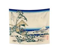 YONGFOTO 220x190cm Ukiyo-e Arazzo Monte Fuji 36 Viste Camera Tappezzerie Casa del tè a Koishikawa Nevicata MattinaPaesaggio Arte muraria Giapponese Pittura tradizionale Stile Toyo Arazzi
