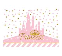 YongFoto 3,5x2,5m Compleanno Fotografia Fondale Principessa Corona Castello rosa Punto doro Glitter Banda Sfondo Per la decorazione del partito Neonato Bambino Bambini Fotografia Foto