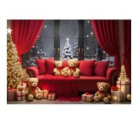 YongFoto 3x2,5m Finestra invernale Fondali fotografici Interni Albero di Natale Regali Giocattolo Divano di La Finestra Notte di nevicata Sfondo Tema familiare Foto Studio Spara oggetti di scena