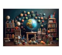 YongFoto 3x2,5m Ritorno a Scuola Fondale a Tema Globale Classico Aula Lavagna Pianeta fotografia sfondo per Gli Studenti Insegnanti Decorazione Scuola Insegnamento Laurea Partito Foto di Scena