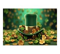 YongFoto 3x2,5m Sfondo fotografico per il giorno di San Patrizio Trifoglio verde oro Cappello Bokeh Sfondo per Lucky Irish Decorazioni per feste Artistico Ritratto Bambino Adulti studio fotografico