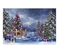 YongFoto 3x2,5m Vinile Fondale Foto natale Ornamenti dell'albero di Natale Recinzione in legno Fiocchi di neve Outdoor Winter Wonderland fondale Fotografico Bambini Sfondo Fondali Fotografia