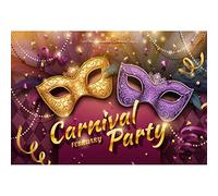 YongFoto 3x2m Carnevale Fotografia di sfondo Maschera a piombo viola oro Nastro Glitter Mistero FiestaSfondo per Masquerade Costume Dress-Up Evening Dancing Party Poster Photo Booth Studio Props
