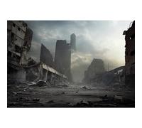 YongFoto 3x2m Sfondo fotografico Banner Fantascienza Doomsday Edifici crollati Auto distrutta Squallido Sfondo fotografico a tema Per ragazzi Ragazze Oggetti di scena per servizi fotografici