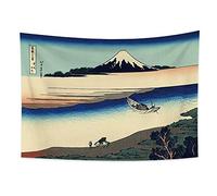 YONGFOTO Arazzo da Parete Giapponese Monte Fuji 36 Viste Camera Tappezzerie Fiume Tamà in provincia di Musashi Montagna Muraria Japones Poster Pittura Tradizionale Hokusai 100x70cm
