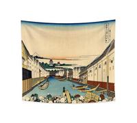 YONGFOTO Arazzo da Parete Giapponese Monte Fuji 36 Viste Camera Tappezzerie Ponte Nihonbashi a Edo Montagna Muraria Japones Poster Pittura Tradizionale Hokusai 150x130cm