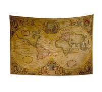 YONGFOTO Arazzo Mappa del Mondo Vintage mappa del tesoro Classica Antica del Vecchio Mondo da Parete Poster Ritratti Famosi Occidente Coperta Terra per Camera da Letto, 150x100cm