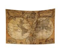 YONGFOTO Arazzo Mappa Vintage per Camera da Letto Mappa Geografica Antica del Vecchio Mondo da Parete Coperta Rotonda Atlante Storico Pirata Terra, 100x70cm