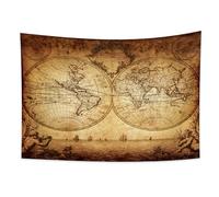 YONGFOTO Arazzo Mappa Vintage per Camera da Letto Mappa Pirata Antica del Vecchio Mondo da Parete Ritratti Grecia Atlante Storico Mare Navigazione, 100x70cm