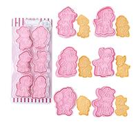YongHang 6 Pezzi Formine Biscotti Set 3D Stampi per Biscotti Bambini Timbro Plastica Riutilizzabile per Pane Decorazione Torta Bambini Festa di Compleanno Cottura Fai da Te (Dog)