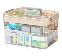 Yongheng Medicine Box, Scatola Medicine, porta medicinali,Scatola Porta Farmaci, 2 livelli scatola porta farmaci, organizer per medicinali, per la casa, all'aper (Bianco-m)