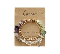 YONGHONGKEJI 12 constellations Stone Bracelets For Womens Irregular Natural Chakra Gemstone Crystal Bracelets peridot Lapis Lazuli Chain Cuff Bangle Multi Layer Stacked Wristbands Gifts For Women Ca