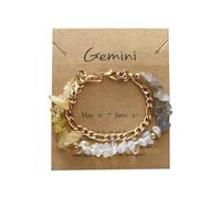 YONGHONGKEJI 12 constellations Stone Bracelets For Womens Irregular Natural Chakra Gemstone Crystal Bracelets peridot Lapis Lazuli Chain Cuff Bangle Multi Layer Stacked Wristbands Gifts For Women Ge