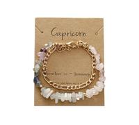 YONGHONGKEJI 12 constellations Stone Bracelets For Womens Irregular Natural Chakra Gemstone Crystal Bracelets peridot Lapis Lazuli Chain Cuff Bangle Multi Layer Stacked Wristbands Gifts For Women Ca