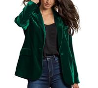 YONGHONGKEJI Blazer da Donna in Velluto Casual A Maniche Lunghe da Ufficio da Lavoro con Colletto A Punta con Bottoni E Tasche Giacca in Velluto Verde da Donna Elegante Capospalla Verde Scuro L
