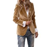 YONGHONGKEJI Blazer in Velluto da Donna Giacche da Abito A Maniche Lunghe da Donna Blazer con Revers A Lancia Blazer con Un Bottone Leggeri Eleganti da Lavoro Casual Capispalla Cachi M