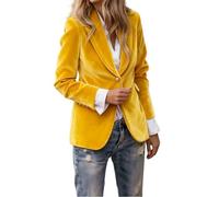 YONGHONGKEJI Blazer in Velluto da Donna Giacche da Abito A Maniche Lunghe da Donna Blazer con Revers A Lancia Blazer con Un Bottone Leggeri Eleganti da Lavoro Casual Capispalla Giallo XXL