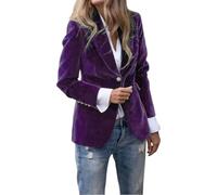 YONGHONGKEJI Blazer in Velluto per Donna Giacche da Abito A Maniche Lunghe per Donna Blazer con Revers A Lancia Blazer con Un Bottone Leggeri Eleganti da Lavoro Casual Capispalla Viola M