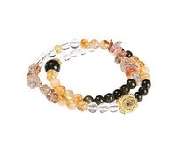 YONGHONGKEJI Braccialetti con Perline A Doppio Giro Braccialetti con Pietre Preziose per I 7 Chakra Bracciale con Pietre Naturali Curative E Cristalli Braccialetti In Ossidiana Dorata Cristallo B