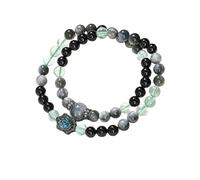 YONGHONGKEJI Braccialetti Di Cristallo Curativi In Pietra Naturale Braccialetti Di Perline A Doppio Giro con Pietre Preziose Braccialetti Di Pietra Naturale con Agata Nera Fluorite Verde E Occhi