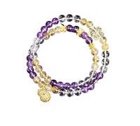 YONGHONGKEJI Braccialetti Di Cristallo Curativi In Pietra Naturale Braccialetti Di Pietre Preziose Reiki per La Protezione Dei 7 Chakra Bracciale Di Perline Di Zucca A Forma Di Fiore In Crist