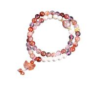 YONGHONGKEJI Braccialetto Di Perline Braccialetti Di Perline A Doppio Giro Da 6 Mm Braccialetti Di Cristalli Curativi Protezione Dei 7 Chakra Fiore Di Gomma Rossa Naturale Perlina Di Conchiglia Bian