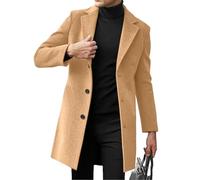 YONGHONGKEJI Cappotto Lungo Da Uomo con Revers A Lancia Monopetto Trench Giacca Invernale Antivento Soprabito Casual Da Lavoro Spesso E Caldo con Tasche Colore Cachi L