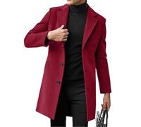 YONGHONGKEJI Cappotto Lungo Da Uomo con Revers A Lancia Monopetto Trench Giacca Invernale Antivento Soprabito Casual Da Lavoro Spesso E Caldo con Tasche Colore Borgogna L