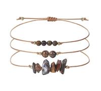 YONGHONGKEJI Chakra Bracelets For Women 3Pcs Natural Colorful Crystal Bracelets For 7 Chakra Lrregular Gemstone Cuff Bangles Crystal Chip Wristbands For Men Jewellery Gifts For Women Tiger'S Eye Sto