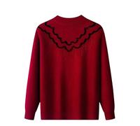 YONGHONGKEJI Maglione da Donna di Mezza età E Anziana Squisito Maglione da Vecchia Signora con Decorazioni in Strass Girocollo Maniche Lunghe Vestiti per Nonne Regali per Vecchie Signore Borgogna S