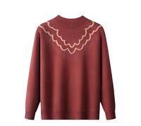 YONGHONGKEJI Maglione da Donna di Mezza età E Anziana Squisito Maglione da Vecchia Signora con Decorazione in Strass Girocollo Maniche Lunghe Vestiti per Nonne Regali per Vecchie Signore Rosso XL