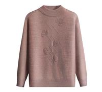 YONGHONGKEJI Maglione per Anziani Maglioni per Vecchie Signore Maglieria da Donna Strass retrò Floreale Jacquard Pullover di Mezza età E Anziani Girocollo Maniche Lunghe Vestiti per Nonne Beige XL
